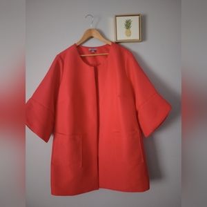 Jessica London Blazer Cardigan  Women size 20W  Color Coral 2 Pockets 3/4 Sleeve